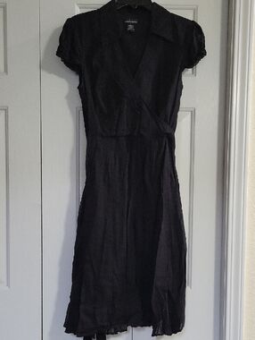 Vintage Moda International For Victoria's Secret Black Midi Faux Wrap Dress